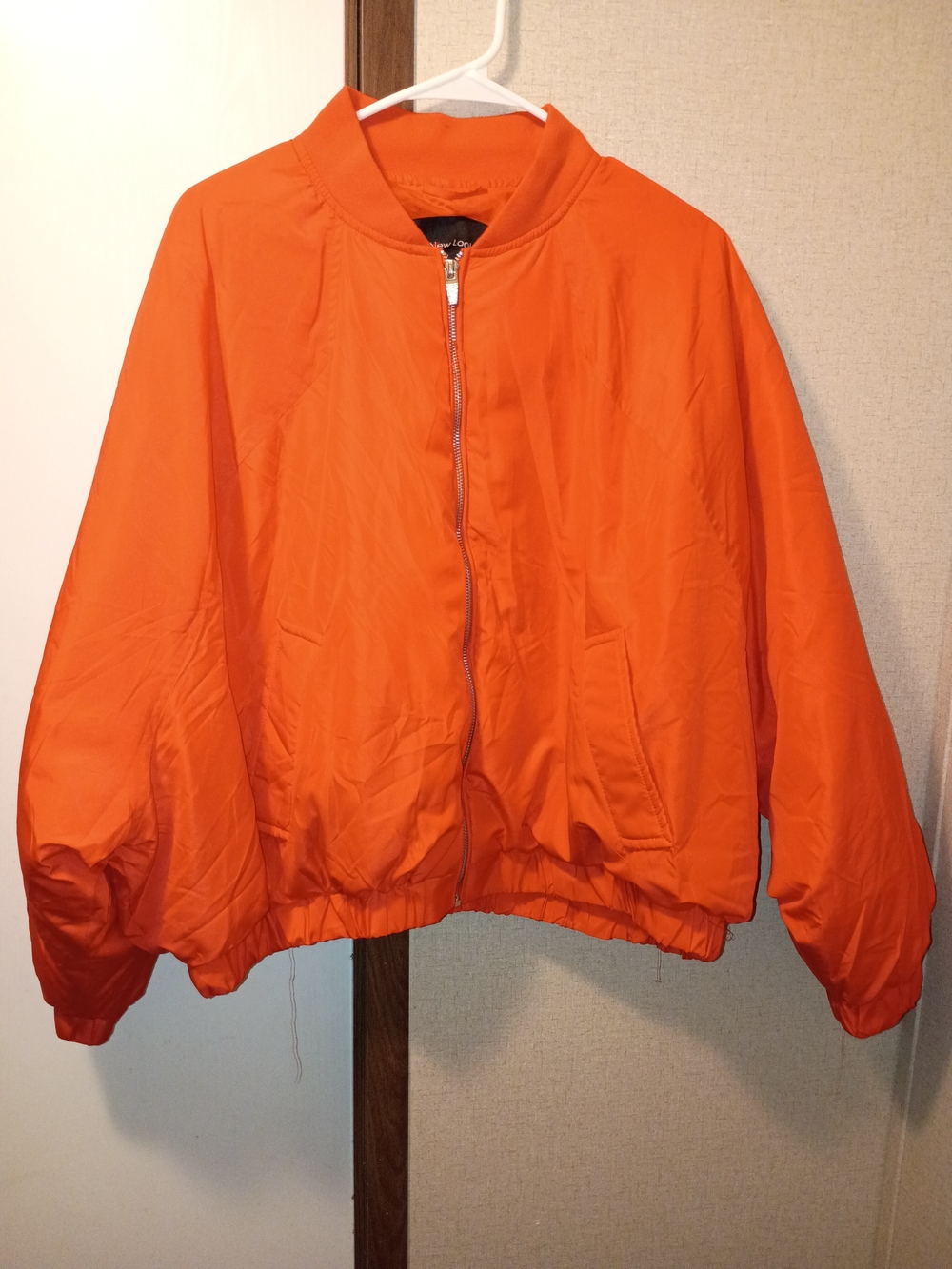 Women's Orange Bomber Jacket - Lightweight Zip Front
